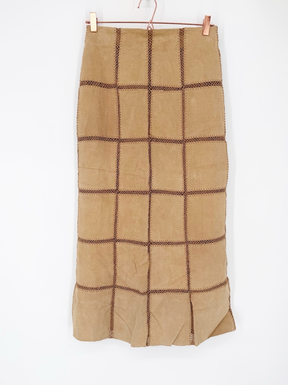 Vintage Bagatelle by Margaret Godfrey Suede Leather Patchwork Skirt New